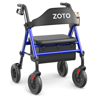 ZOTO Mobility Walker for Seniors, Lightweight Folding Rolling Walker with Seat and Backrest for Seniors and Adult
