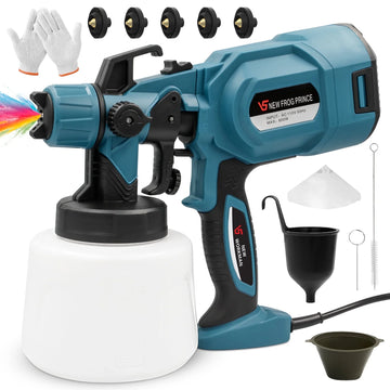 Reichtum Paint Sprayer, 800W HVLP High Power Electric Spray Paint Gun with 1400ml Container, 5 Copper Nozzles  3 Patterns, Spray Gun for Furniture, Fence, Walls, Door Painting