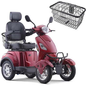 Super Large Electric 4 Wheel Mobility Scooters, Heavy Duty 800W Wheelchair Device, 500 LBS Capacity for Seniors  Adults, Speed Adjust, Remote Key, Receive Ready to Ride.（Red）