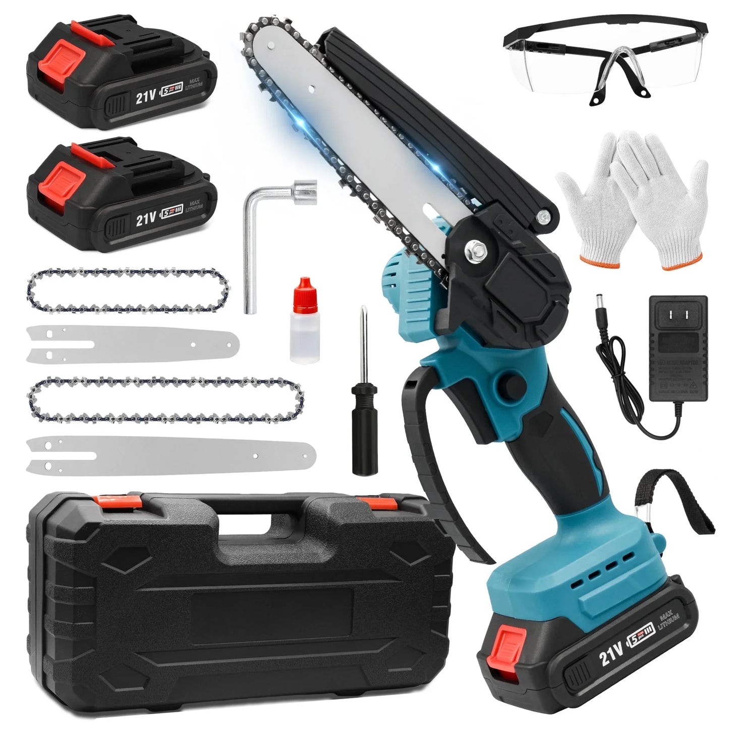 Tidymend Mini Chainsaw 8 inch  6 inch Cordless Chainsaw with Battery and Charger, Lightweight Electric Chain Saw for Trees Branches Trimming Wood Cutting
