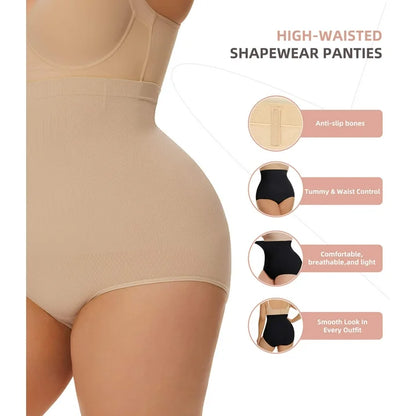 MANIFIQUE Plus Size Body Shaper Tummy Control Panty  Shapewear for Women, Black+Beige, 2 Pack
