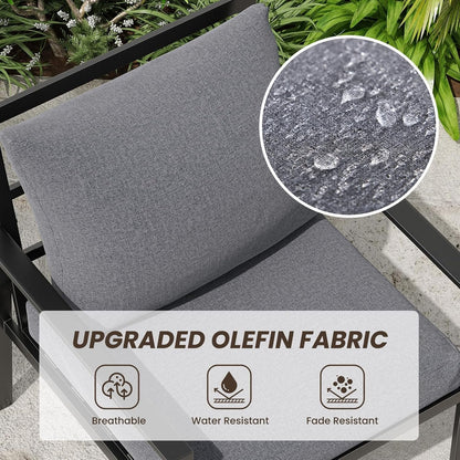 Farini Outdoor conversation sets, 4 Pieces Metal Patio Furniture Set with 2 Single Sofas, Loveseat & Coffee Table, for Garden, Backyard, Balcony (Dark Gray)