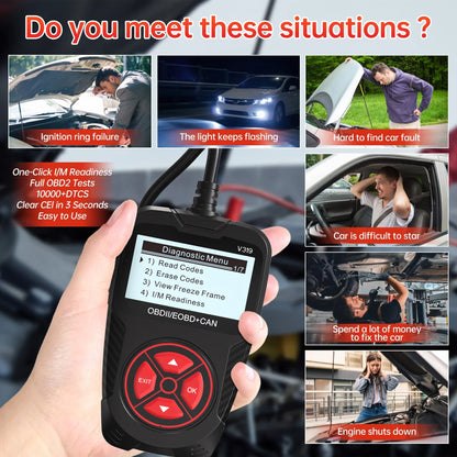 OBD2 Scanner Diagnostic Tool, Car Code Reader for Cars and Trucks for Quick Retrieval of Error Codes, Check Engine Code Reader for All OBD II Vehicles since 1996