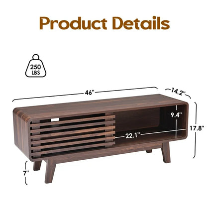 Farini TV Stand for TV up to 59", Entertainment Center with Storage and Sliding Door, Walnut