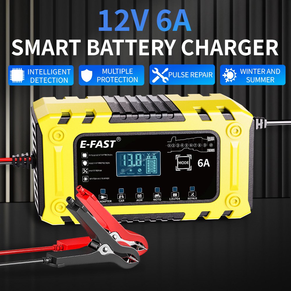 Battery Charger 6 Amp, 12V Fully Automatic Smart Car Battery Charger