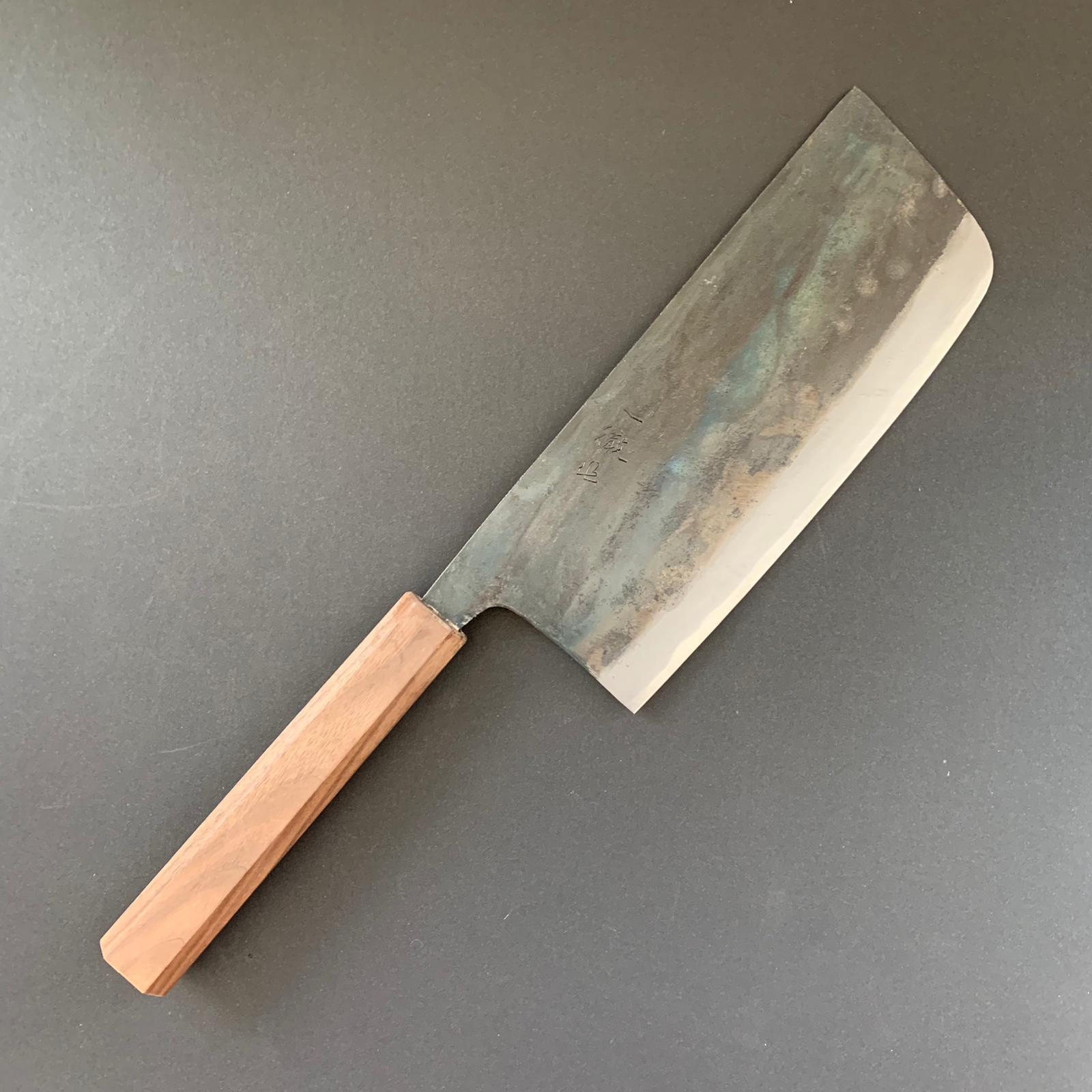 Tall Nakiri knife, Shirogami 1, kurouchi finish - Ittetsu