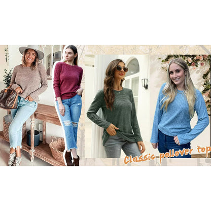 Fantaslook Long Sleeve Shirts for Women Crew Neck Casual Tunic Tops Lightweight Pullover