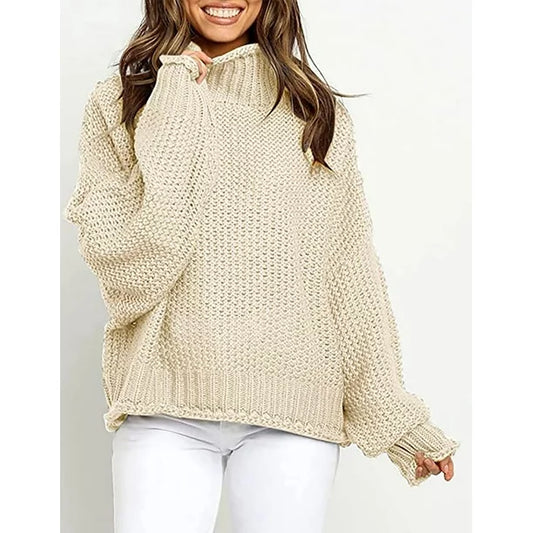 Fantaslook Sweaters for Women Turtleneck Batwing Sleeve Oversized Chunky Knitted Pullover Sweaters Jumper Tops