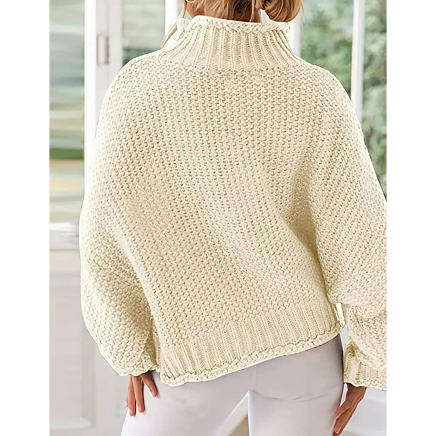 Fantaslook Sweaters for Women Turtleneck Batwing Sleeve Oversized Chunky Knitted Pullover Sweaters Jumper Tops