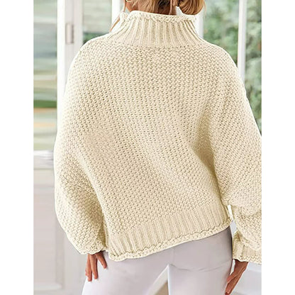 Fantaslook Sweaters for Women Turtleneck Batwing Sleeve Oversized Chunky Knitted Pullover Sweaters Jumper Tops