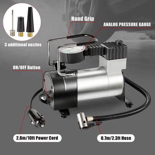 iFanze Tire Inflator Portable Air Compressor Pump DC 12V Tire Inflator for Car, Air Pumps with Mechanical Pressure Gauge for Car, Bicycle, Motorcycle, Basketball