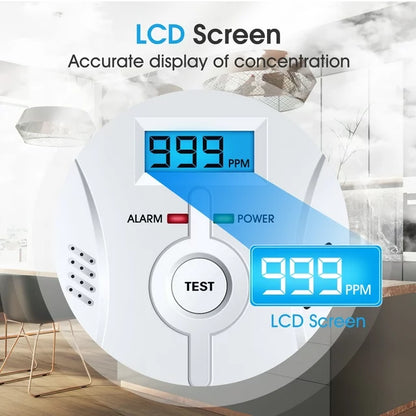 Carbon Monoxide and Smoke Alarms, iFanze Sensitive Wireless Carbon Monoxide Alarm CO Detector with LCD Digital Display Plug-in Wall for Home Office Factory