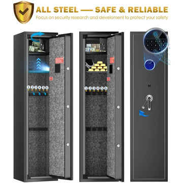 TTLIFE Biometric Gun Safe,Quick Access Fingerprint Long Gun Safe,6 Gun Metal Security Cabinet for Gun with Separate Gun Lock Box