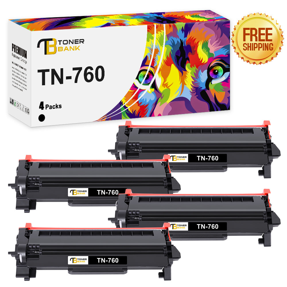 Toner Bank TN760 TN730 Compatible Toner Cartridge Replacement for Brother TN 760 TN-760 TN-730 HL-L2350DW HL-L2395DW HL-L2390DW HL-L2370DW MFC-L2750DW MFC-L2710DW DCP-L2550DW Printer (Black,4 Pack)