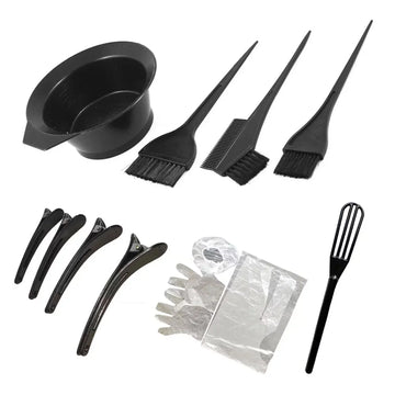 MOON-TOY 12pcs DIY Hair Coloring Kit Hair Tinting Bowl Brush Gloves Hairpins Hair Coloring Cape Disposable Shower Cap Comb Hair Tools for Salon Home
