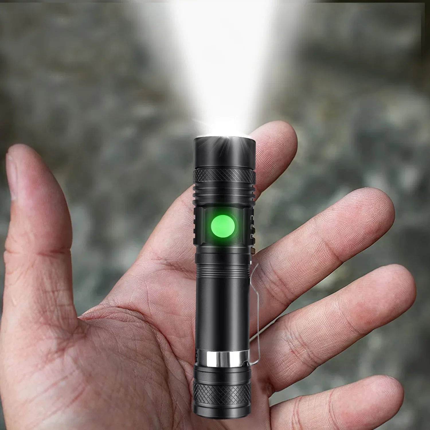 20000 Lumens Compact LED Flashlight, USB Rechargeable Mini Ultra Bright Tactical Zoomable Flashlight, Waterproof EDC Pocket Flashlight Bar Torch for Hiking Camping Outdoor Emergency, Included Battery