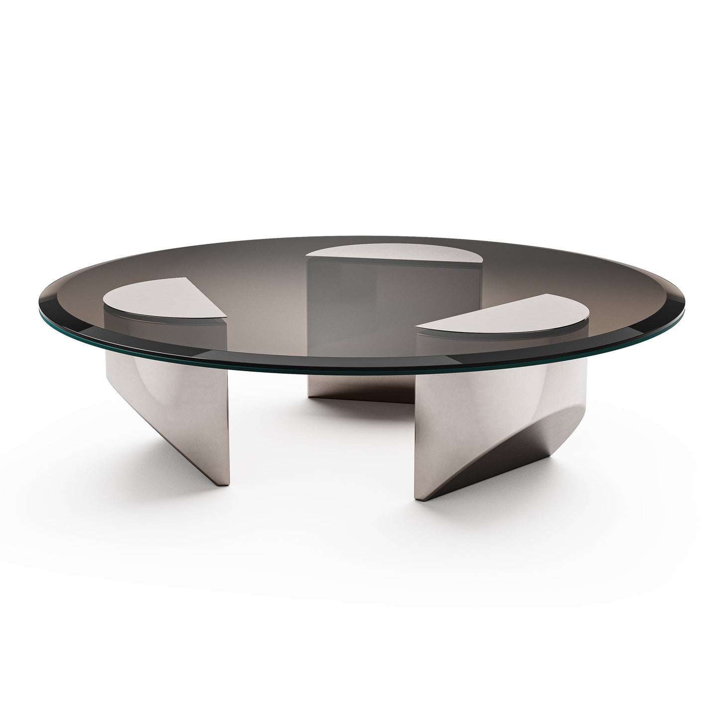 Furgle Tempered Glass Coffee Table, Round Modern Coffee Table for Living Room, Home, Office, Bronzed