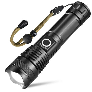 90000 Lumens Powerful Flashlight, USB Rechargeable Waterproof XHP70 Searchlight Super Bright 5 Modes LED Flashlight Zoom Bar Torch for Hiking Hunting Camping Outdoor Sport (Battery Included)