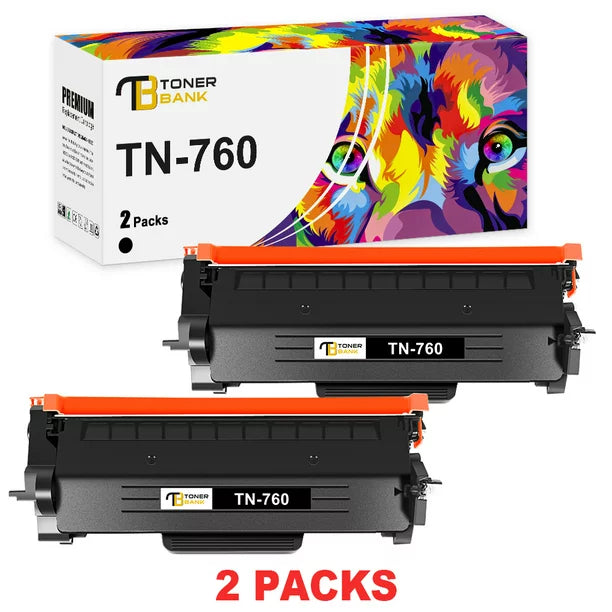 Toner Bank Compatible Toner Cartridges Replacement for Brother TN760 TN-760 TN 760 TN730 TN-730 730 for HL-L2395DW L2350DW MFC-L2710DW L2750DW DCP-L2550DW HL-L2390DW HL-L2370DW (Black, 2-Pack)