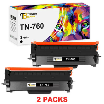 Toner Bank Compatible Toner Cartridges Replacement for Brother TN760 TN-760 TN 760 TN730 TN-730 730 for HL-L2395DW L2350DW MFC-L2710DW L2750DW DCP-L2550DW HL-L2390DW HL-L2370DW (Black, 2-Pack)