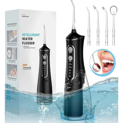 Cordless Water Flosser for Teeth, Professional Dental Oral Irrigator 4 Modes with 300ml Water Tank, IPX7 Water Flosser Portable for Travel Home Office