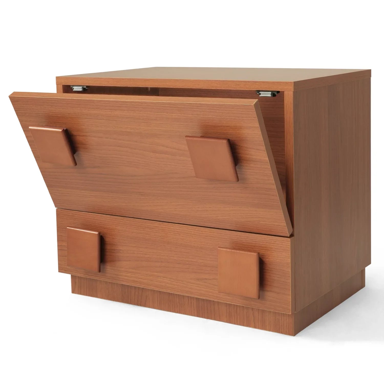 Furgle Bedside Table Storage Cabinet, Red Teak Wood Nightstand, DIY Night Table TV Bench for Living Room, BedRoom