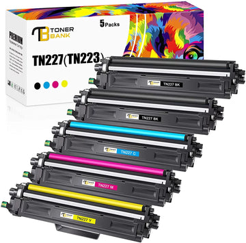 Toner Bank Compatible Toner Cartridges Replacement for Brother TN227 TN-227BK TN-223 for HL-L3210CW HL-L3290CDW MFC-L3750CDW MFC-L3710CW HL-L3230CDW L3270CDW MFC-L3770CDW Printer Ink (5-Pack)