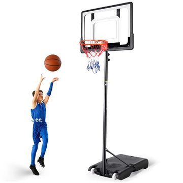 Ifanze Portable Basketball Hoop Goal 5ft-7ft Adjustable, Indoor Outdoor Basketball Hoop System with 33" Shatterproof Backboard and Stand Wheels for Kids Teenagers Youth Junior, Black