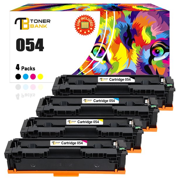 Toner Bank Compatible Toner Cartridge for Canon 054 054H CRG-054 Color Image Class MF644Cdw MF642Cdw MF640C MF641Cw LBP620 Printer Ink (Black,Cyan,Magenta,Yellow, 4-Pack)