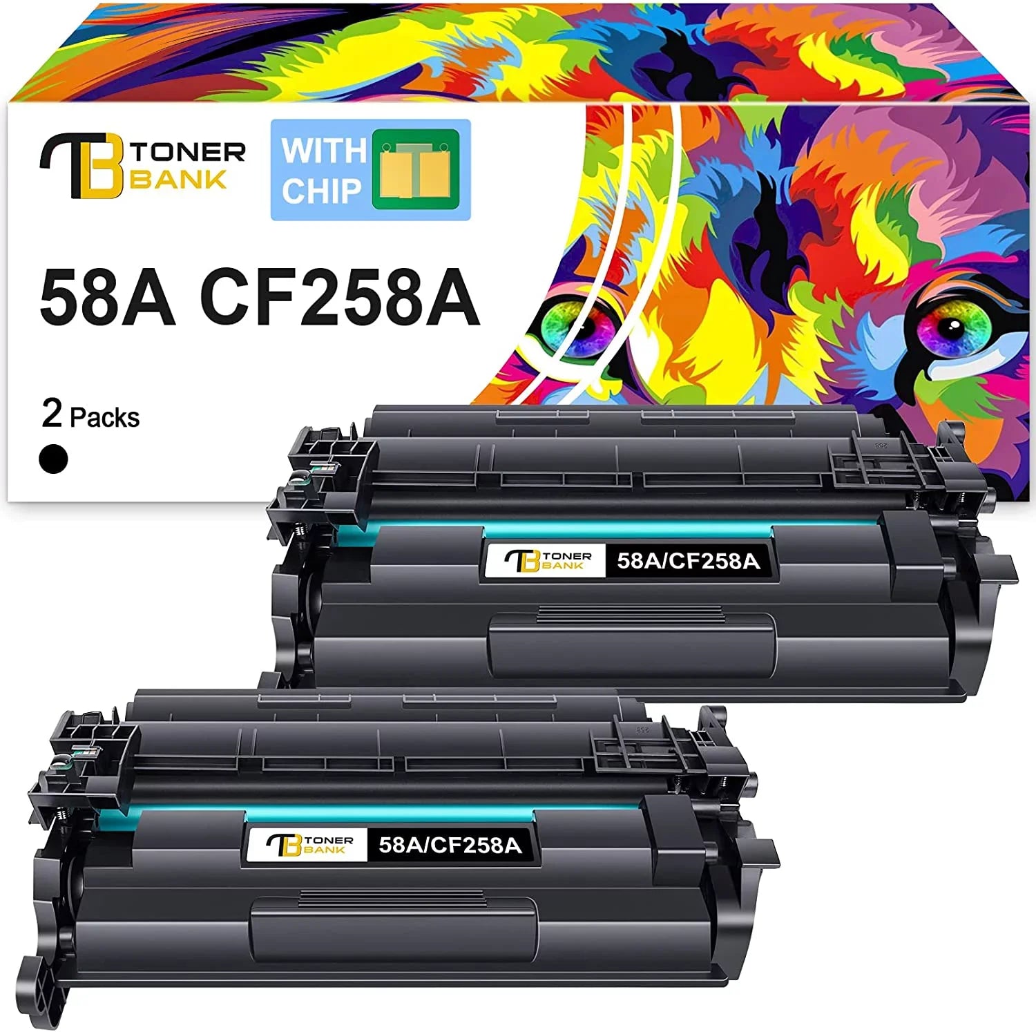 58A Toner Cartridge Replacement for HP 58A CF258A Toner Cartridge Compatible with Laserjet Pro M404n M404dn M404dw MFP M428fdw M428dw M428fdn M404 Printer Toner (2 Pack, with Chip)