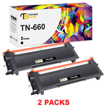 Toner Bank Compatible Toner Cartridge for Brother TN660 TN-660 TN630 TN 660 630 MFC-L2700DW MFC-L2740DW HL-L2320D HL-L2340DW HL-L2380DW DCP-L2540DW Printer Ink (Black, 2-Pack)