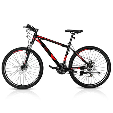 Campingsurvivals 21 Speed Mountain Bikes, with 26 inch Wheels and Dual Disc Brakes, Red/Black