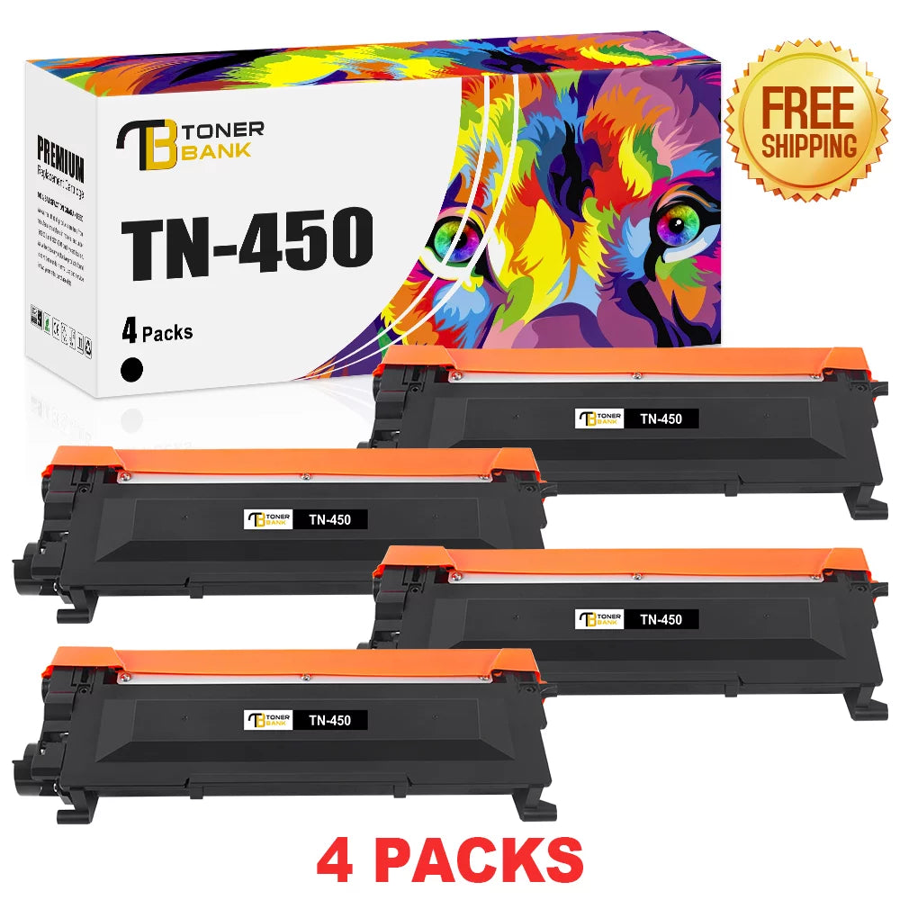 Toner Bank Compatible Toner Cartridge Replacement for Brother TN-450 TN 450 TN420 HL-2270DW HL-2280DW HL-2230 HL-2240 MFC-7860DW MFC-7360N DCP-7065DN Intellifax 2840 2940 High Yield (4 Pack, Black)