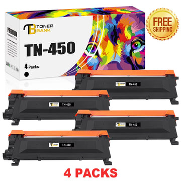 Toner Bank Compatible Toner Cartridge Replacement for Brother TN-450 TN 450 TN420 HL-2270DW HL-2280DW HL-2230 HL-2240 MFC-7860DW MFC-7360N DCP-7065DN Intellifax 2840 2940 High Yield (4 Pack, Black)