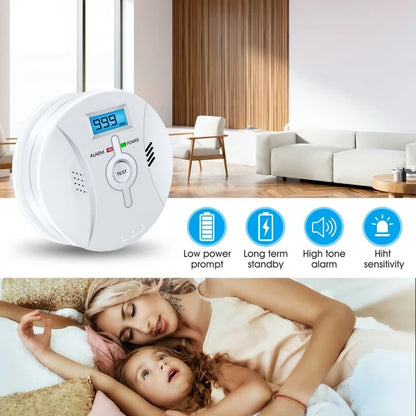 Carbon Monoxide and Smoke Alarms, iFanze Sensitive Wireless Carbon Monoxide Alarm CO Detector with LCD Digital Display Plug-in Wall for Home Office Factory
