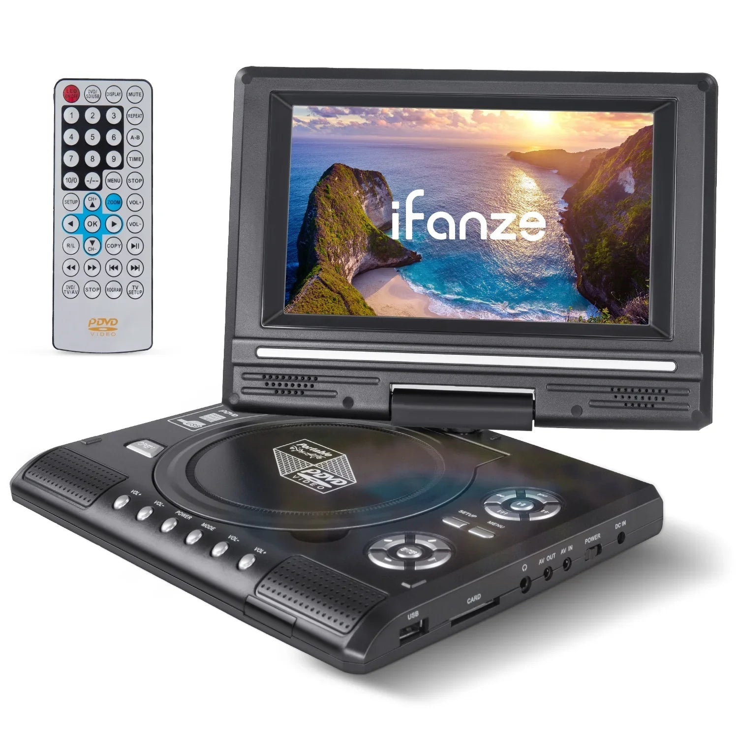 18.8" Portable DVD Player,13in Large Swivel Screen 270° Rotation DVD Player with FM Radio/Hundreds of Cable TV/Wireless TV, Support U Disk,SD/MS/MMC Card
