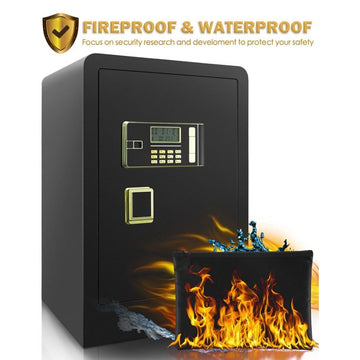 TTLIFE Safe Box Home Safe 2.8Cubic Large Safe Box Fireproof Waterproof Double Lock Safe HD LCD Screen Fireproof Bag