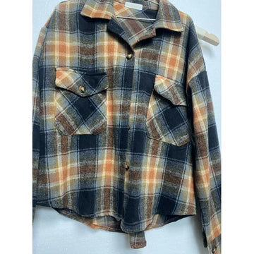 Fantaslook Flannel Shirts for Women Casual Plaid Shacket Pocketed Jacket Button Down Long Sleeve Shirts Coats