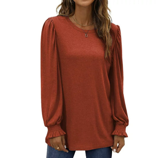 Fantaslook Blouses for Women Dressy Puff Sleeve Tunic Tops Casual Fall Shirts
