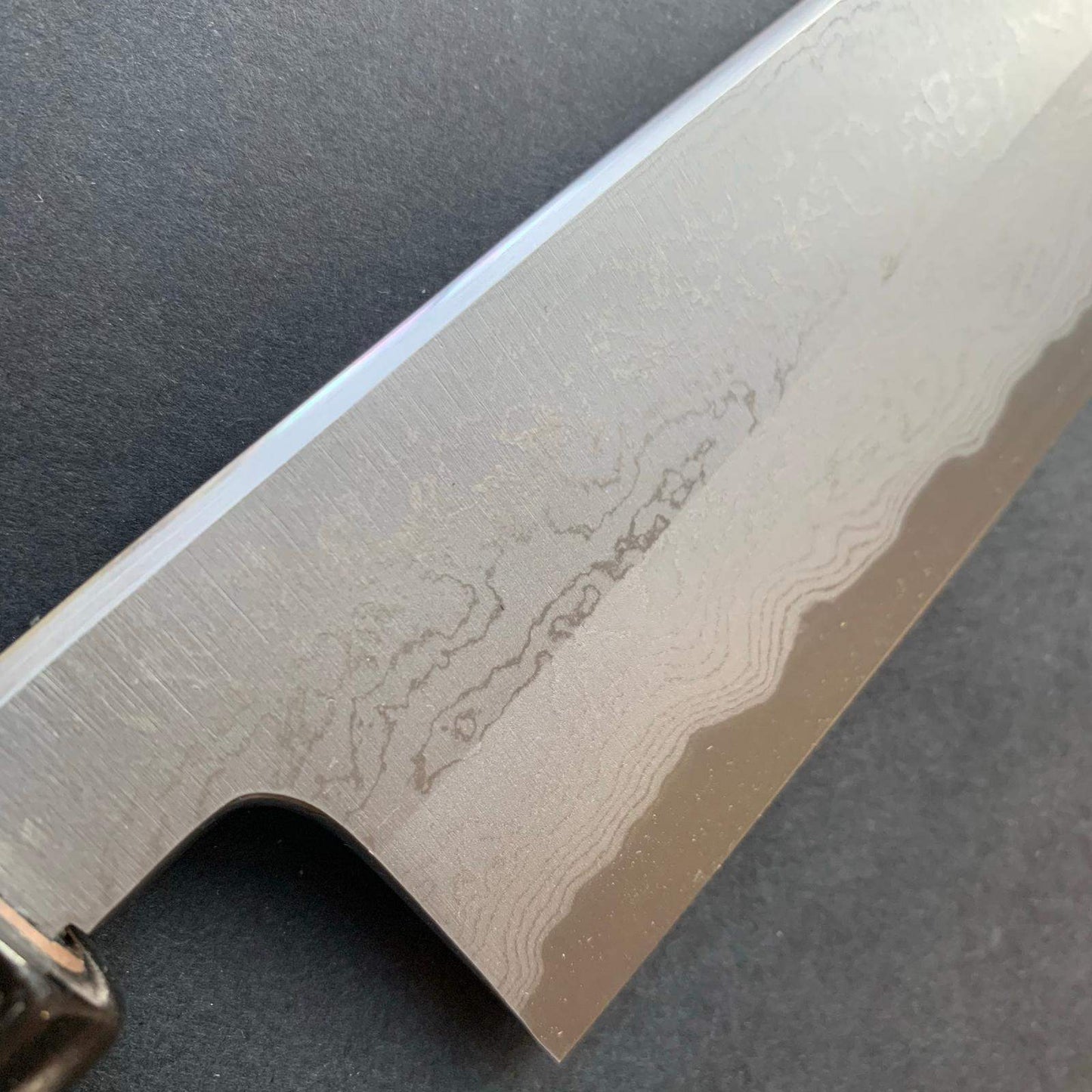 Gyuto knife, Shirogami 1 core, iron clad, Damascus finish - Yoshikazu Tanaka