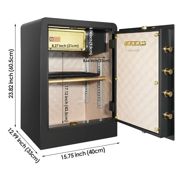 TTLIFE Safe Box Home Safe 2.8Cubic Large Safe Box Fireproof Waterproof Double Lock Safe HD LCD Screen Fireproof Bag