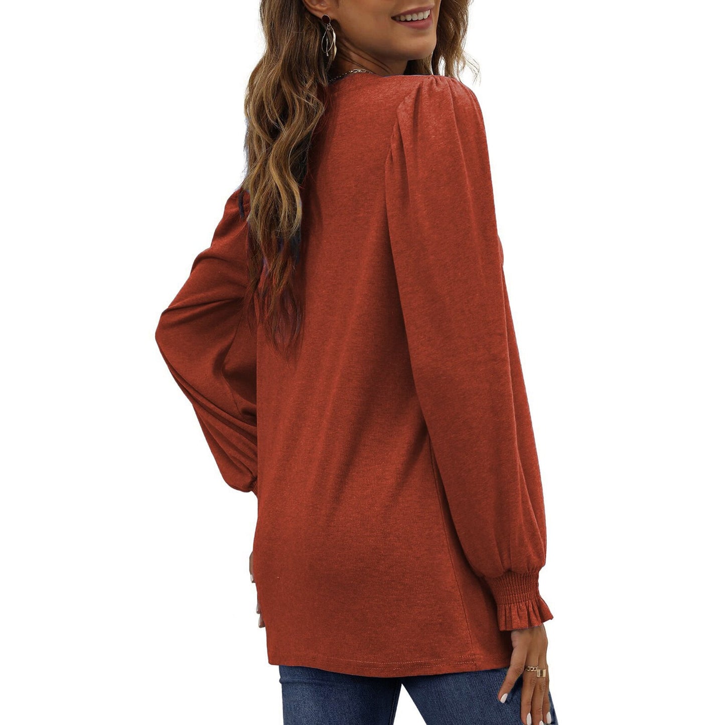 Fantaslook Blouses for Women Dressy Puff Sleeve Tunic Tops Casual Fall Shirts