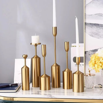 RELOIVE 1 Set Brass Gold Candlestick Holders Taper Candle Holders for Home Decor Wedding Table Centerpieces Decoration