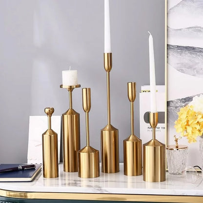 RELOIVE 1 Set Brass Gold Candlestick Holders Taper Candle Holders for Home Decor Wedding Table Centerpieces Decoration