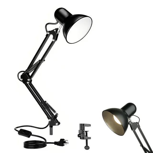 32" Black Swing-Arm Clamp-On Desk Lamp, Fit E26&E27 Bulbs Base, Application in Bedroom Living Room, Office Home(Does Not Include Base)