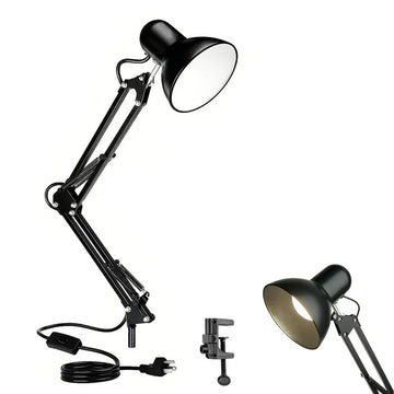 32" Black Swing-Arm Clamp-On Desk Lamp, Fit E26&E27 Bulbs Base, Application in Bedroom Living Room, Office Home(Does Not Include Base)
