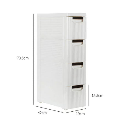 SalonMore 4-Tire Storage Cabinet with Wheels, Rolling Dresser Cart with 4 Drawers Organizer for Bathroom Bedroom, Plastic White