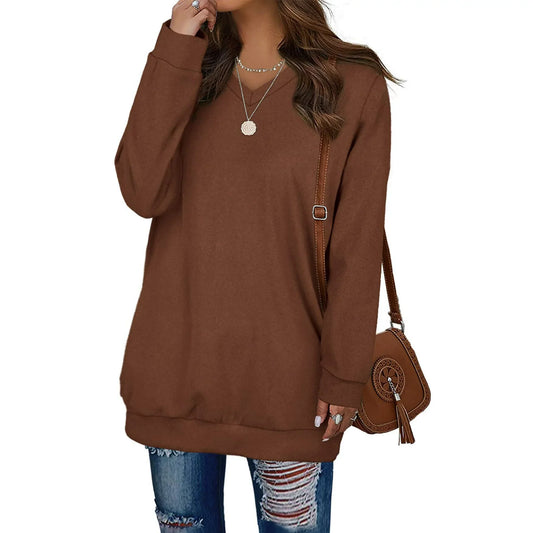 Fantaslook Sweatshirts for Women V Neck Casual Long Sleeve Tops Oversized Sweatshirt With Pockets