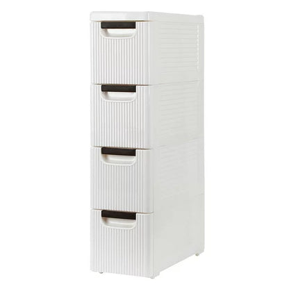 SalonMore 4-Tire Storage Cabinet with Wheels, Rolling Dresser Cart with 4 Drawers Organizer for Bathroom Bedroom, Plastic White