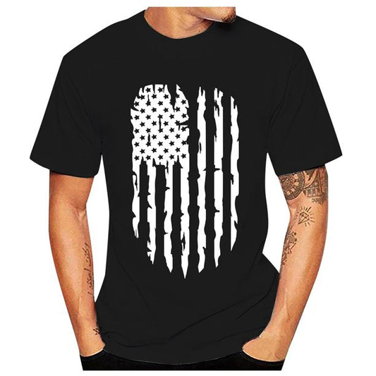 QWANG Fashion Men Casual Summer Flag Print Short Sleeve O-Neck Tops Blouse T-Shirts